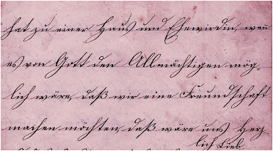 Auszug aus einem Hochzeitsbüchlein von 1863