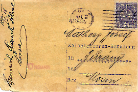 1918 Franck Heinrich Söhne a. Postkarte an Fa. Mathes Zurndorf 49R