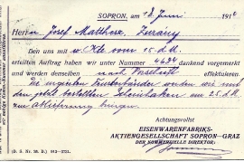 1914 Eisenwarenfabrik Sopron Graz 20R