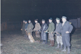 1960er Jagdbläser v.r. J. Rosner, J. Unger, ?, J. Reiter, ?, ?, R. Böhm, ?, 33UNGR