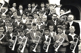 1961 54P H. Pammer mit dem evang. Posaunenchor in Weppersdorf