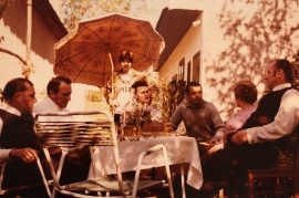 1970er H. Heiling . unbekannt, Kurti Muckenhuber, Ruth Pamer und Hans Pamer, die Dame  unbekannt und Onkel Peppi (Josef Muckenhuber) 11SP