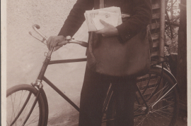 1910er Johann Rauscher Postler mit Fahrrad 77HW